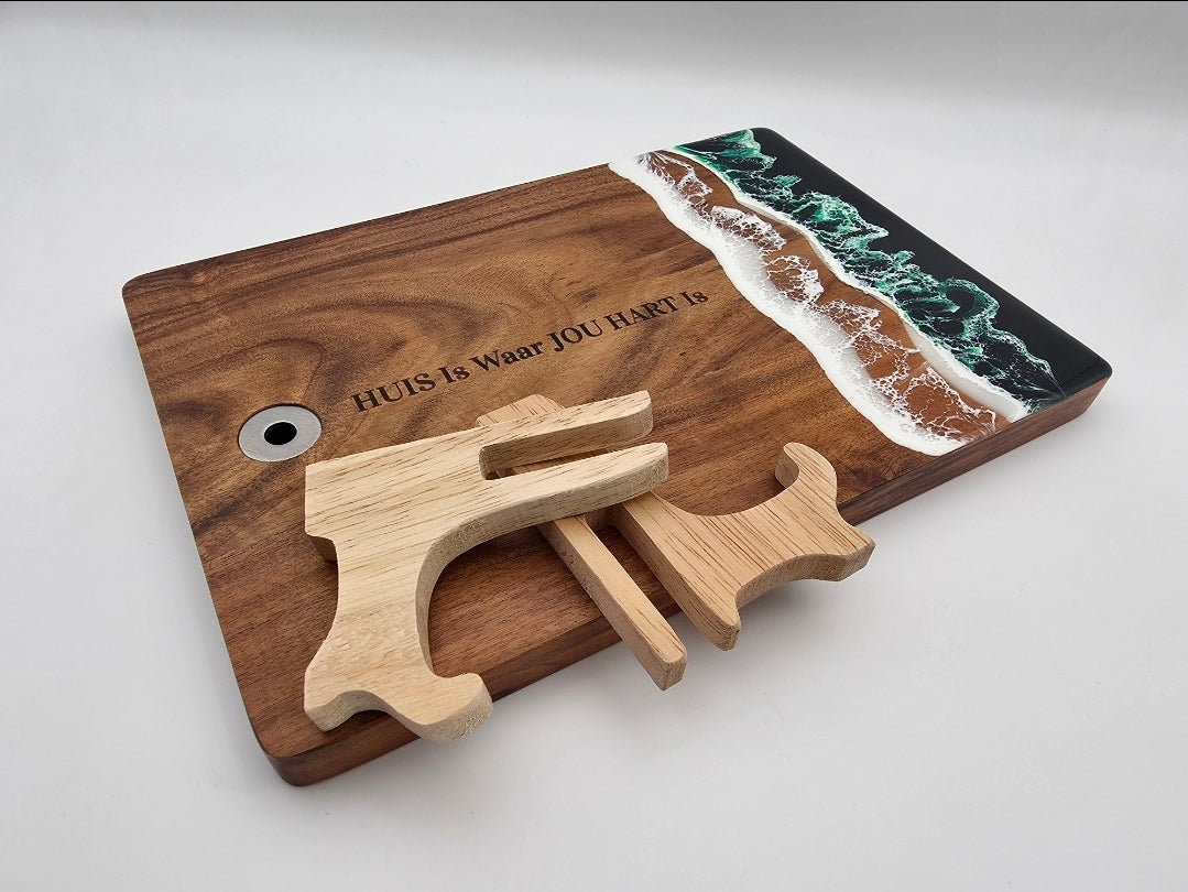 Personalized Cheese Board with Wooden Stand - 30cm X 20cm