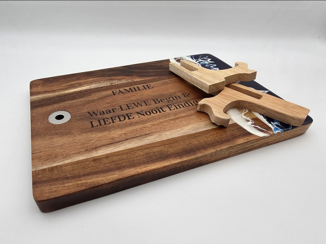 Personalized Cheese Board with Wooden Stand - 30cm X 20cm